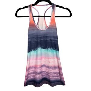 Lululemon Womens 2 Beachscape Multi Cool Racerback Tank Top Pink Blue Scoop Neck